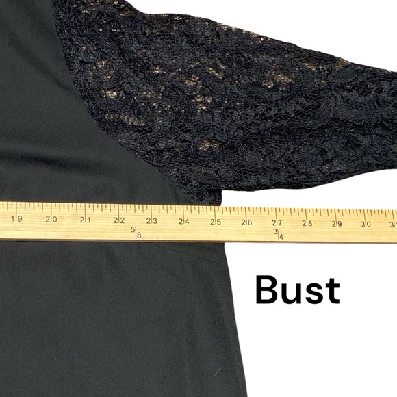 Tahari black Long lace Sleeve Relaxed Tunic - Picture 6 of 6